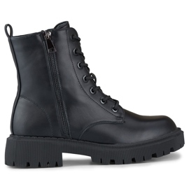 Černé dámské šněrovací kotníkové boty z ekokůže černá