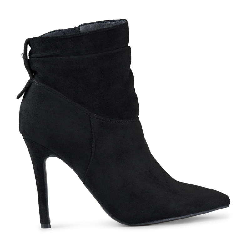 Semišové černé kotníkové boty na vysokém podpatku s vyšším svrškem černá Semišové černé kotníkové boty na vysokém podpatku s vyšším svrškem černá