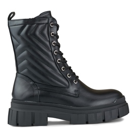 Dámské černé šněrovací pracovní boty s ozdobným svrškem černá