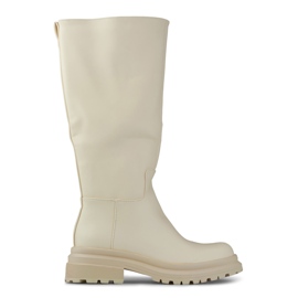 Béžové kozačky se širokým svrškem z ekokůže béžový Béžové kozačky se širokým svrškem z ekokůže béžový