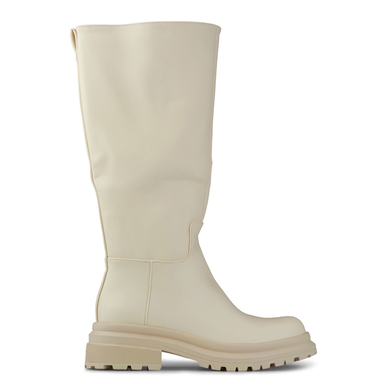 Béžové kozačky se širokým svrškem z ekokůže béžový Béžové kozačky se širokým svrškem z ekokůže béžový