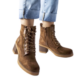 Hnědé kotníkové boty Graziella z ekologického semiše hnědý