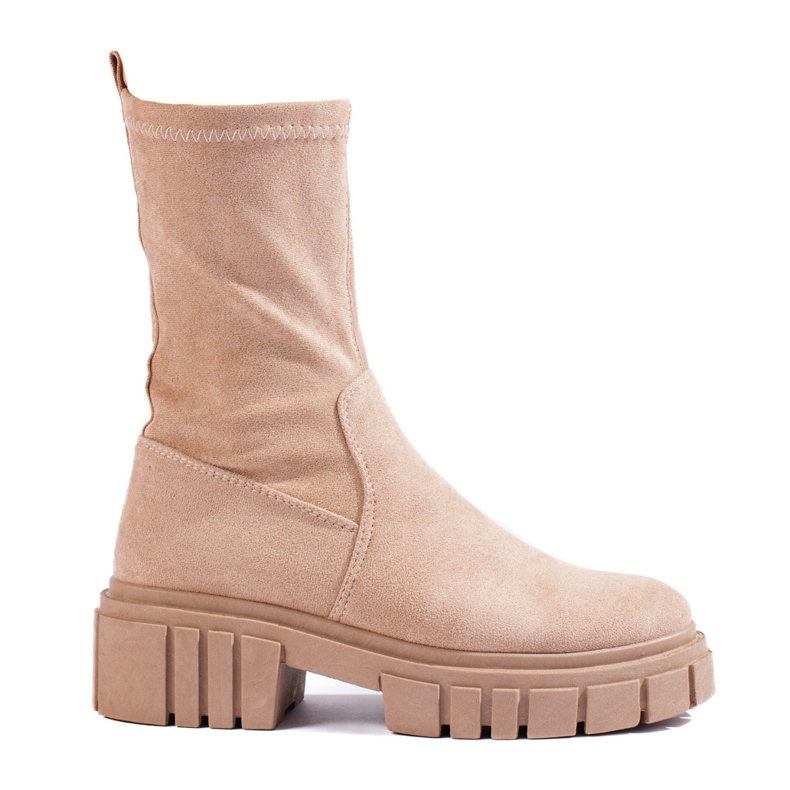Béžové vysoké semišové dámské kotníkové boty Shelovet béžový