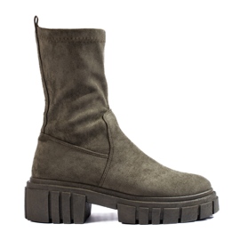 Dámské tmavě zelené semišové kotníkové boty Shelovet zelená
