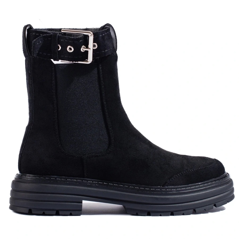 Černé semišové kotníkové boty s přezkou Shelovet černá