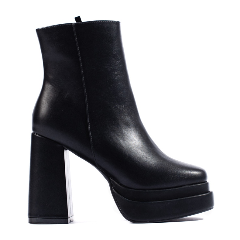 Shelovet černé kotníkové boty na vysokém podpatku černá