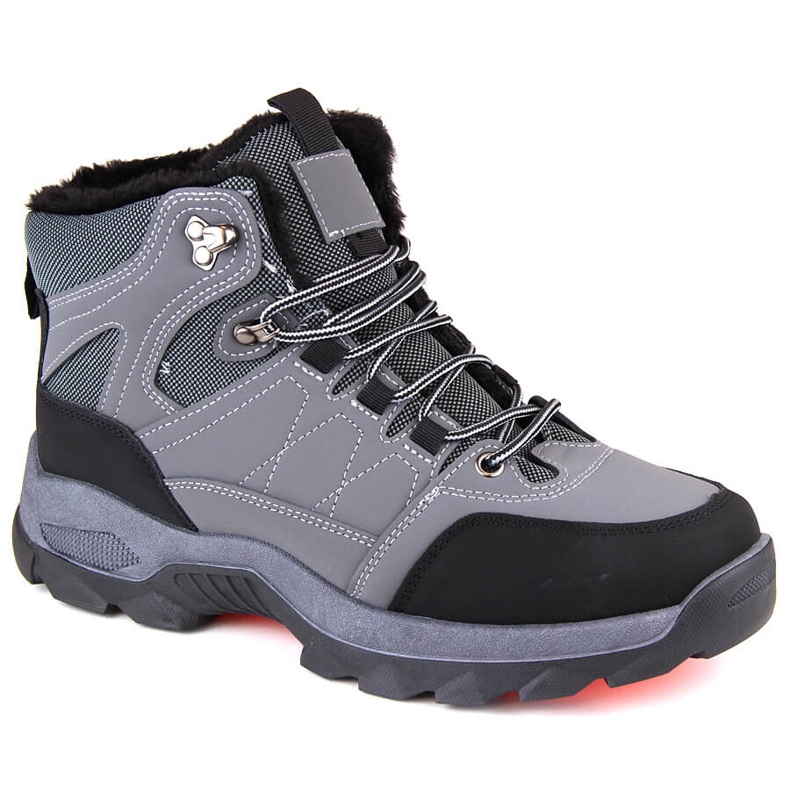Pánské zateplené zimní vysoké boty šedé barvy šedá
