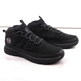 Bustagrip Pánské černé kožené kotníkové boty černá