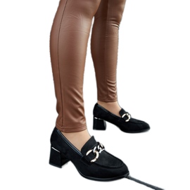 Černé lodičky s eko-semišovým blokem černý