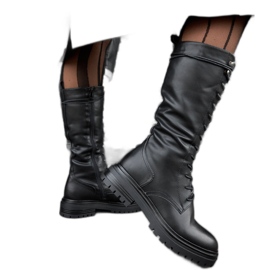 Černé vysoké šněrovací dělnice Montepiano černý