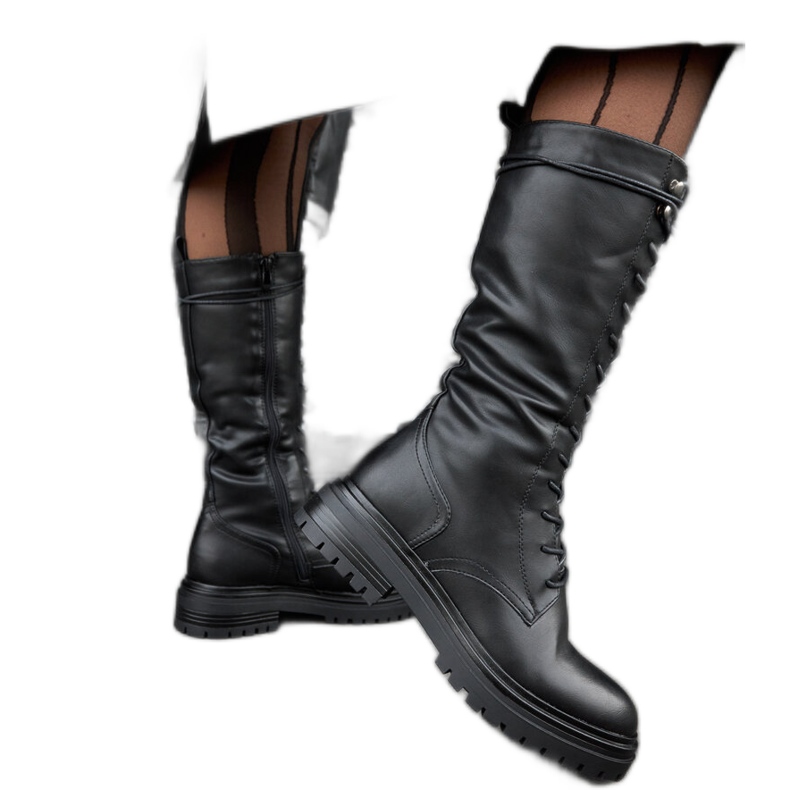 Černé vysoké šněrovací dělnice Montepiano černá