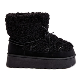 Dámské šněrovací boty do sněhu se silnou podrážkou, černé Loso černá Dámské šněrovací boty do sněhu se silnou podrážkou, černé Loso černá