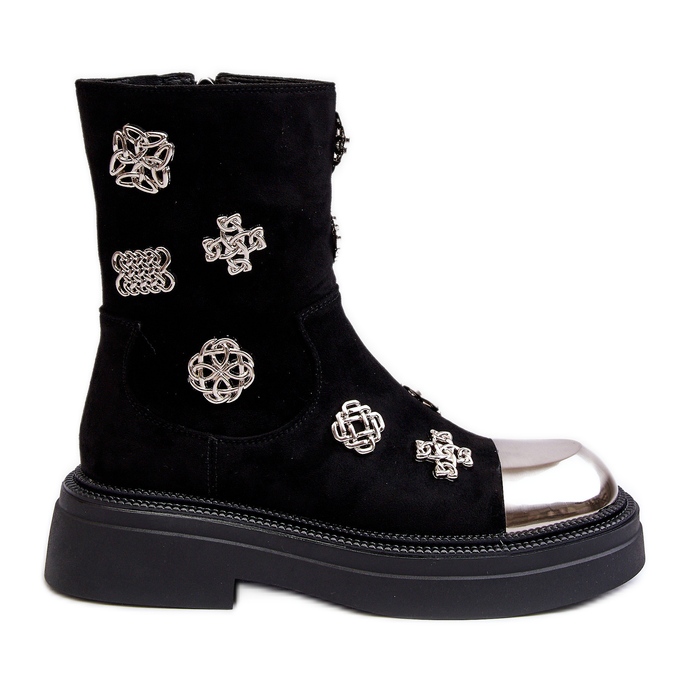 S.Barski Semišové zateplené kotníkové boty s dekoracemi D&A MR870-14 Černá S.Barski Semišové zateplené kotníkové boty s dekoracemi D&A MR870-14 Černá