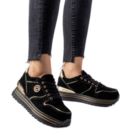 Černozlaté semišové tenisky Therrien černý