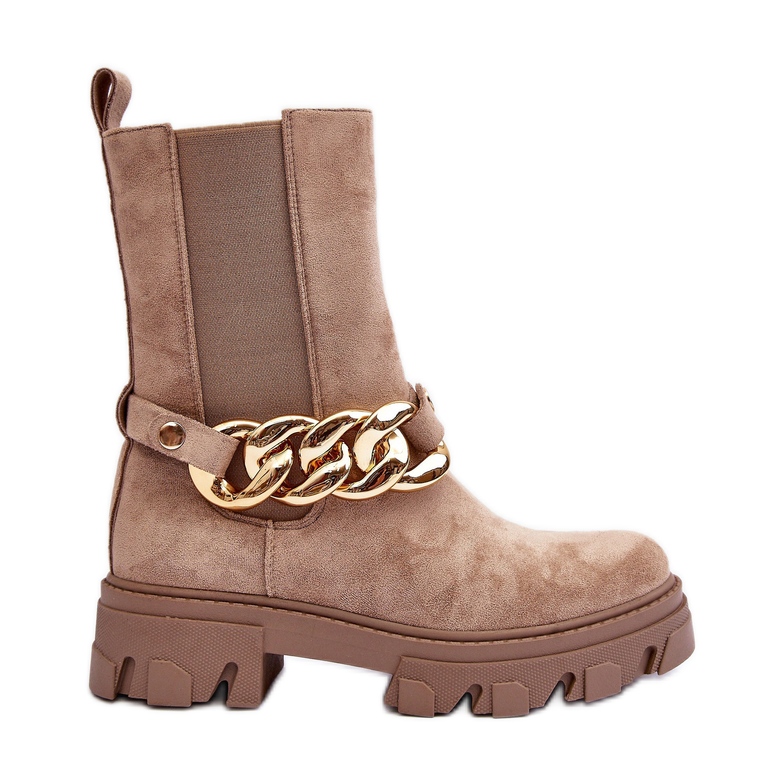 Semišové dámské kotníkové boty s řetízkem, béžová Nemette béžový