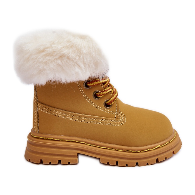 Dětské boty Trappers na zip s kožešinou Camel Gerande hnědý