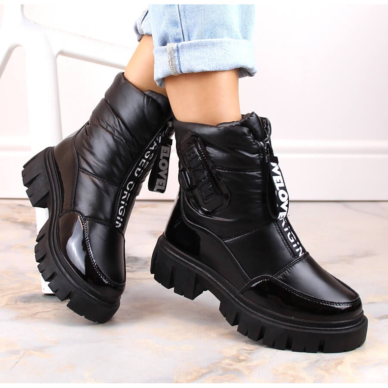 Černé dámské zateplené sněhule Filippo DBT4960 na zip černá