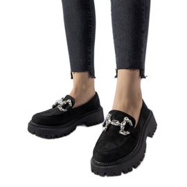 Černé mokasíny Crescenzo s kamínky černý