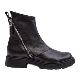 Dámské kožené ploché boty Laura Messi 2620/975 Black černý