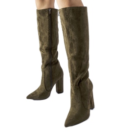 Zelené kozačky na podpatku značky Cinq-Mars zelená