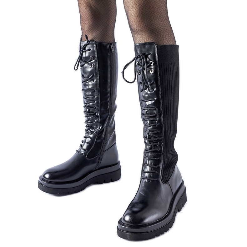 Černé vysoké zateplené holínky Geronimo černá