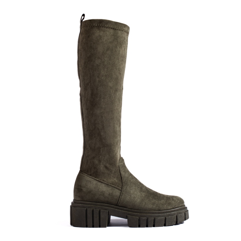 Shelovet tmavě zelené semišové nazouváky zelená