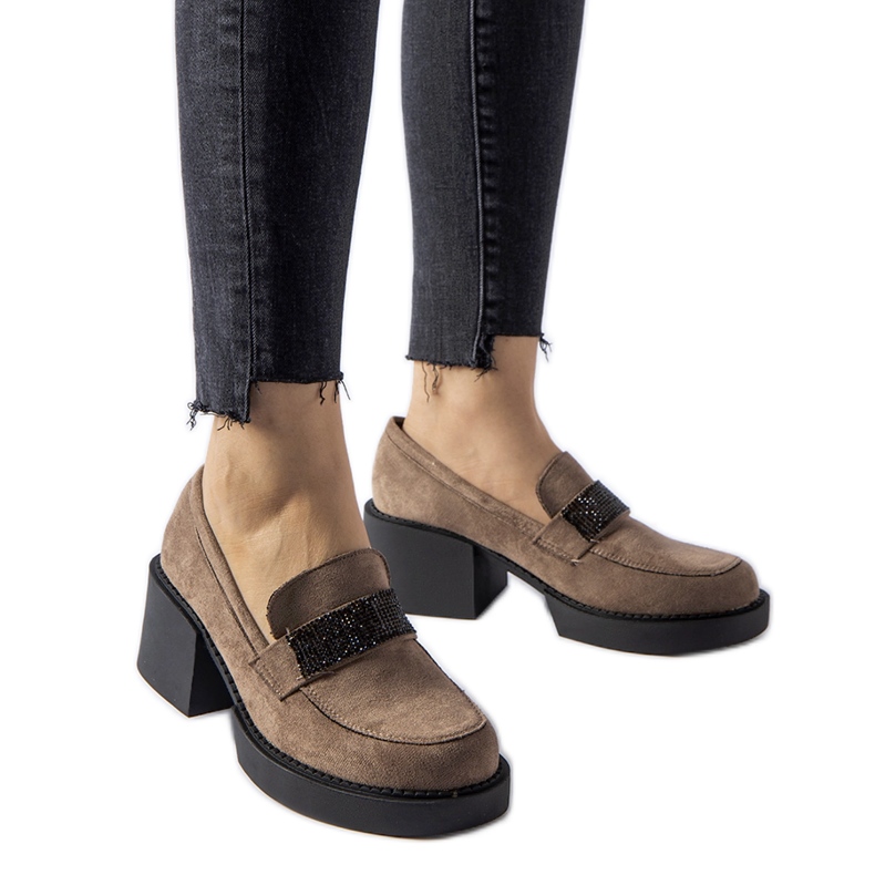 Hnědé mokasíny s masivním blokovým podpatkem Harrisburg hnědý