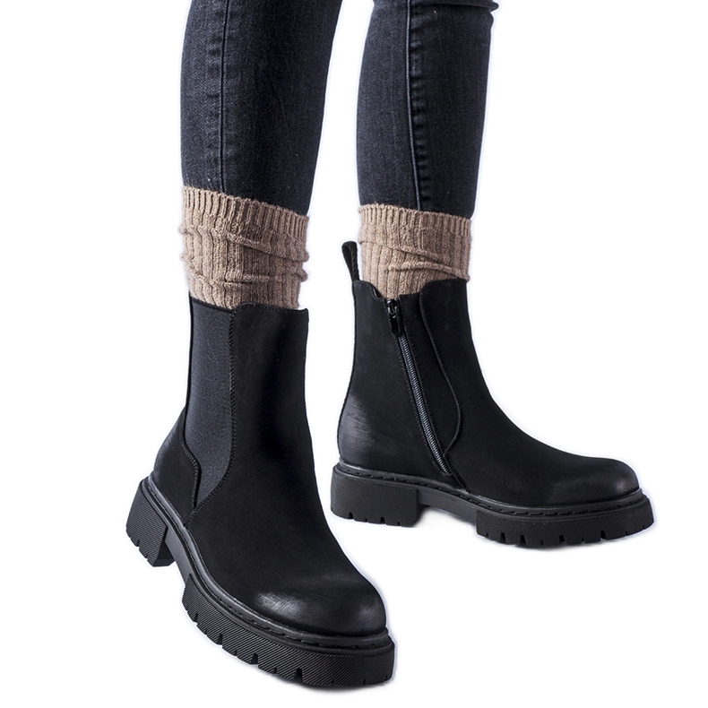 Černé zateplené matné kotníkové boty Piedalue černá Černé zateplené matné kotníkové boty Piedalue černá