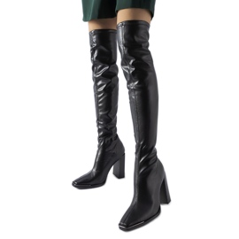 Černé klasické kozačky na vysokém podpatku od Faubourg černá Černé klasické kozačky na vysokém podpatku od Faubourg černá