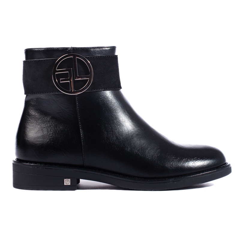 W. Potocki Černé nízké kotníkové boty na plochém podpatku značky Potocki černá