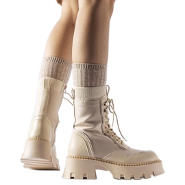 Béžové dělnické boty s masivní podrážkou Olona béžový