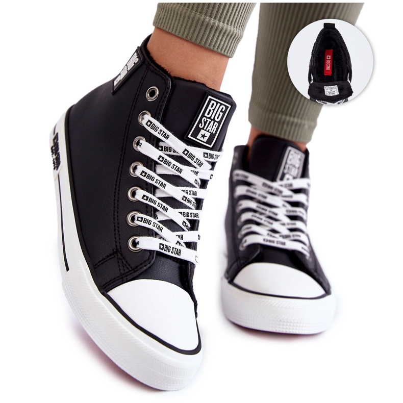 Klasické vysoké zateplené tenisky Big Star KK274598 černé černá