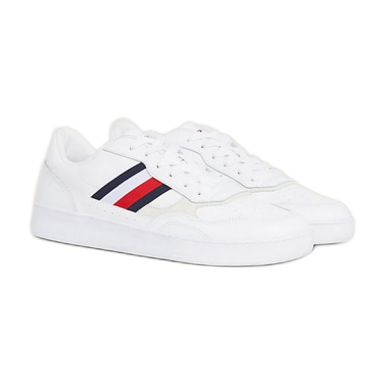 Boty Tommy Hilfiger Court Cupsole Retro Lth Stripes M FM0FM04828YBS bílý