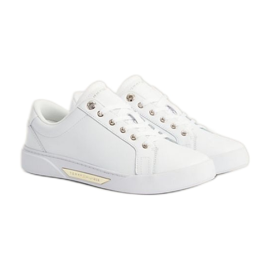 Boty Tommy Hilfiger Golden Hw Court Sneaker W FW0FW075600K7 bílý