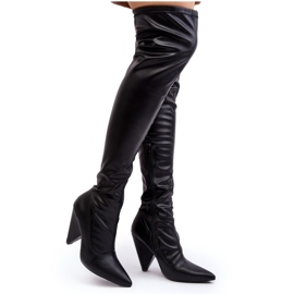 Lu Boo kozačky na vysokém podpatku z ekokůže, černé černá Lu Boo kozačky na vysokém podpatku z ekokůže, černé černá