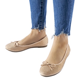 Béžové balerínky zdobené zirkony Hulotais béžový