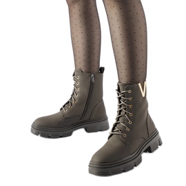 Tmavě zelené zateplené matné kotníkové boty Fru zelená Tmavě zelené zateplené matné kotníkové boty Fru zelená