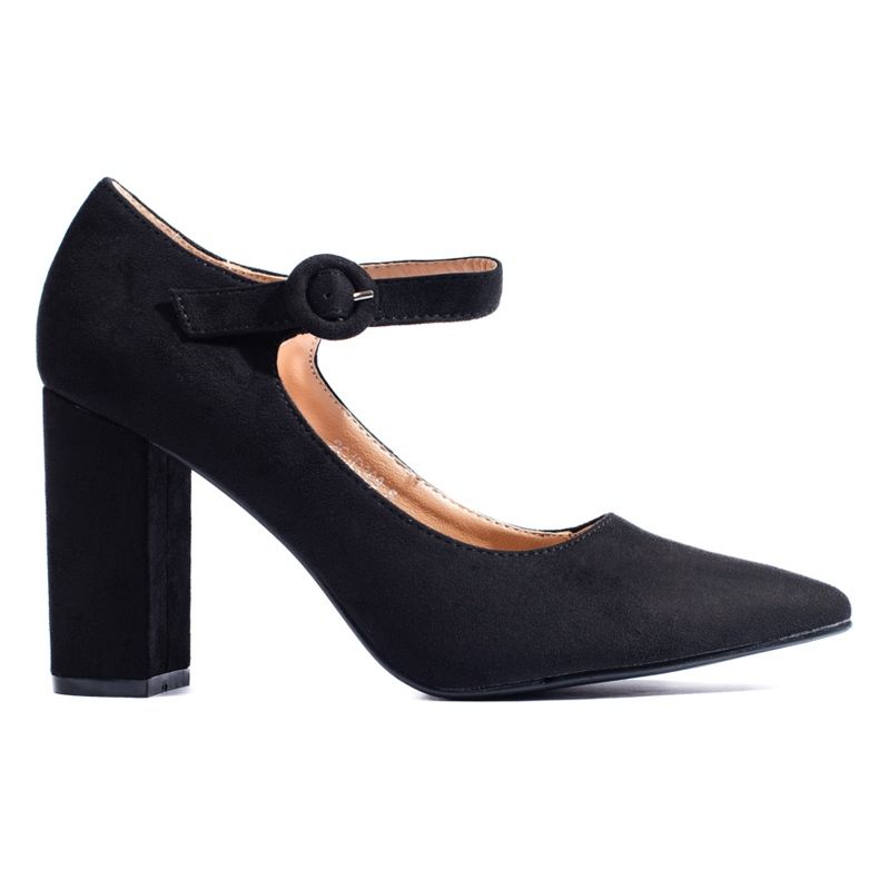 Černé semišové lodičky Shelovet na vysokém podpatku černá