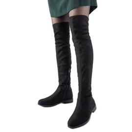 Dlouhé černé teplé eko-semišové boty Scandale černá Dlouhé černé teplé eko-semišové boty Scandale černá