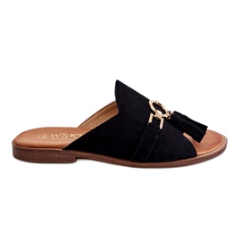 Lewski Shoes Dámské semišové pantofle Leewski Boty 3226 Black černý
