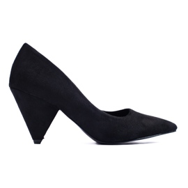 Černé semišové lodičky na kónickém podpatku Shelovet černá