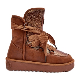 Dámské sněhule s vázáním D.Franklin DFSH370006 Brown hnědý