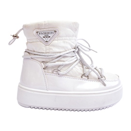 MSMG Dětské zateplené šněrovací boty do sněhu White Colina bílý MSMG Dětské zateplené šněrovací boty do sněhu White Colina bílý