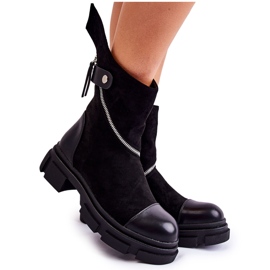 Seastar Módní dámské semišové boty se zipem Black Kandell černá