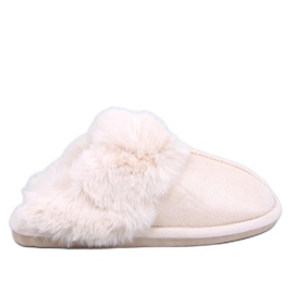 Otteys Ecru dámské pantofle s kožíškem béžový