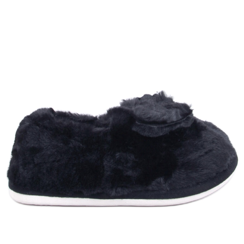 Kožešinové pantofle s mašlí Emres Black černá Kožešinové pantofle s mašlí Emres Black černá