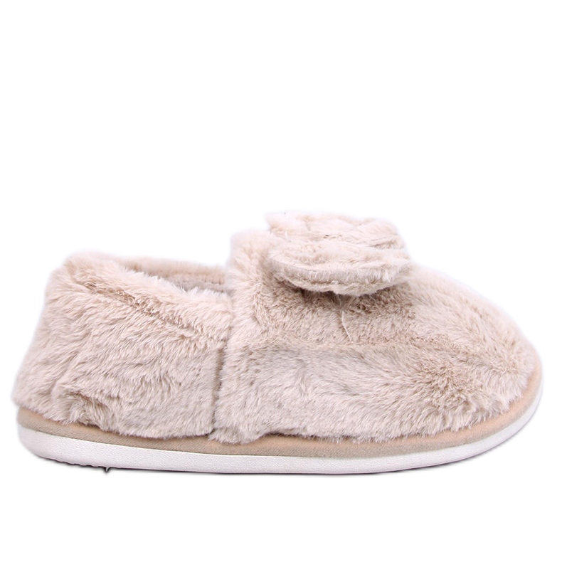 Kožešinové pantofle Emres Beige s mašlí béžový Kožešinové pantofle Emres Beige s mašlí béžový