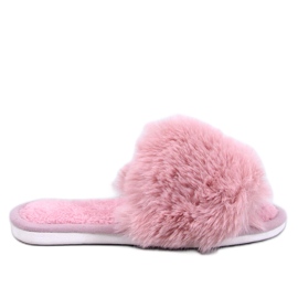 Pantofle s otevřenou špičkou Kemars Pink s kožešinou růžový Pantofle s otevřenou špičkou Kemars Pink s kožešinou růžový
