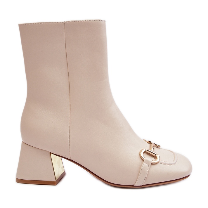 Kotníkové boty na vysokém podpatku se zdobením, světle béžová Adinah béžový