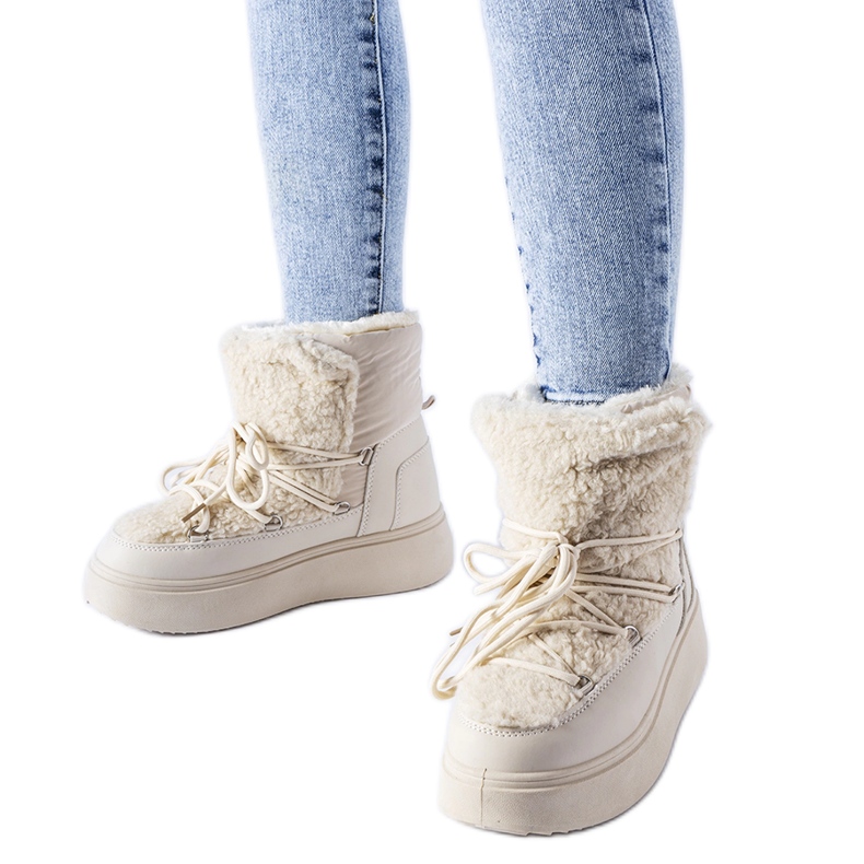 Béžové sněhule na masivní platformě Elvio béžový